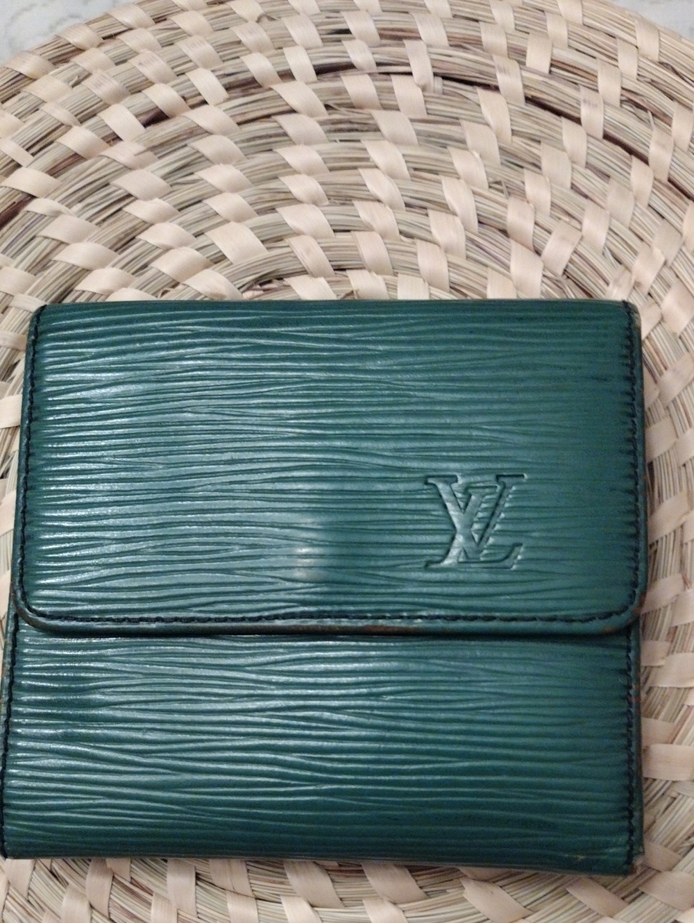 Louis Vuitton Teal Green Epi Leather Fold Wallet